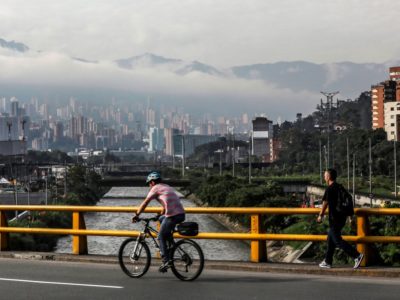 Biking through urban environment