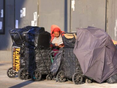 Person on street experiencing homelessness